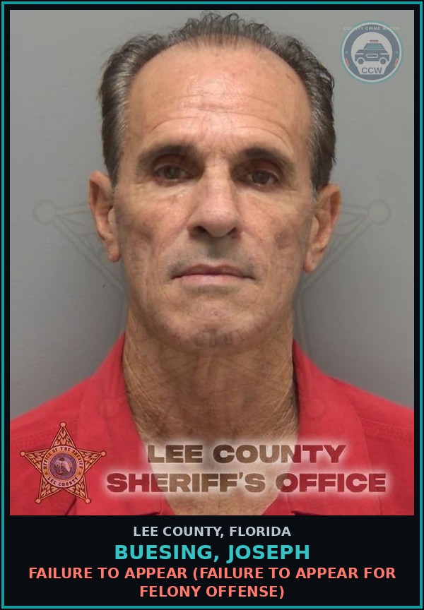 Booking mugshot of BUESING, JOSEPH in Lee County