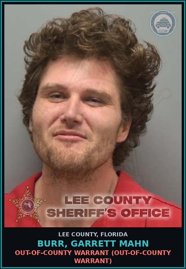 Booking mugshot of BURR, GARRETT MAHN in Lee County