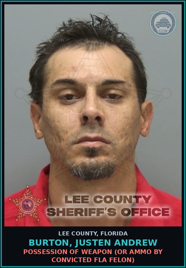Booking mugshot of BURTON, JUSTEN ANDREW in Lee County