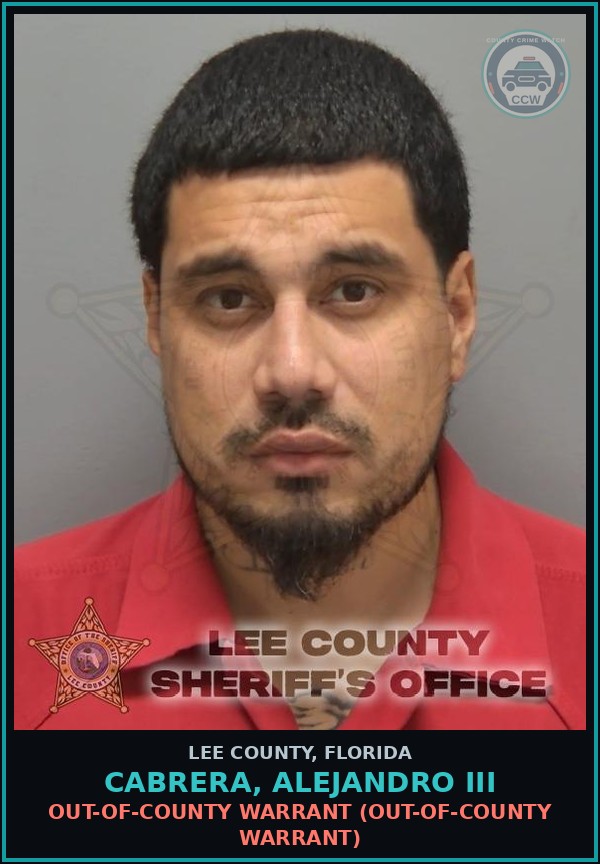 Booking mugshot of CABRERA, ALEJANDRO III in Lee County