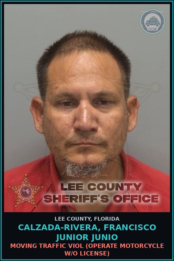Booking mugshot of CALZADA-RIVERA, FRANCISCO JUNIOR JUNIO in Lee County