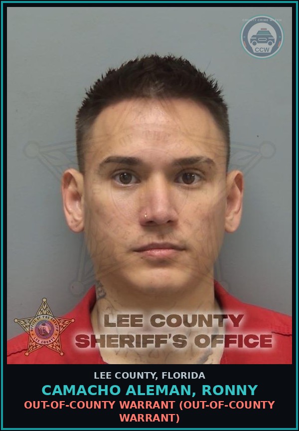 Booking mugshot of CAMACHO ALEMAN, RONNY in Lee County