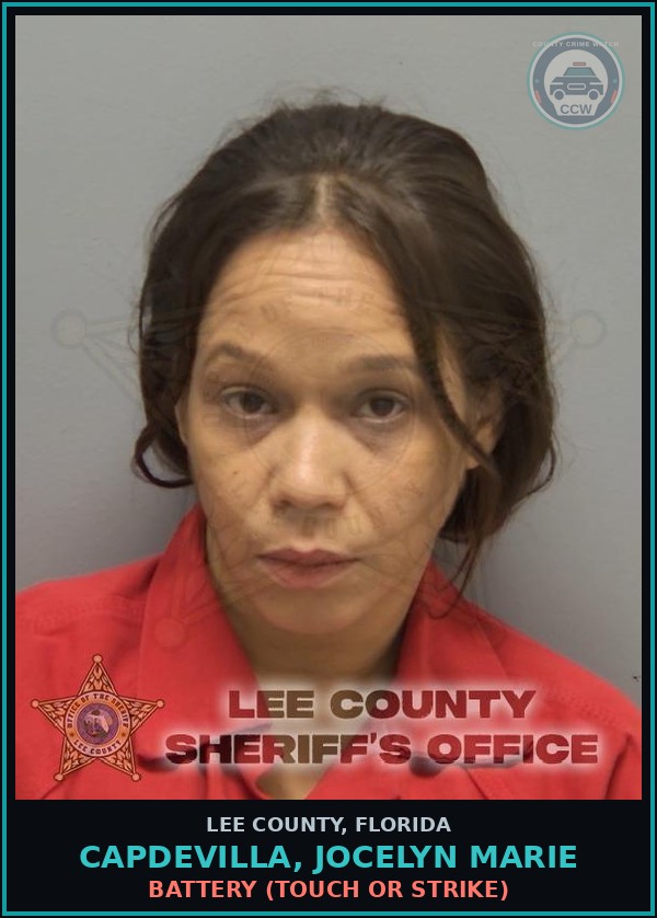 Booking mugshot of CAPDEVILLA, JOCELYN MARIE in Lee County