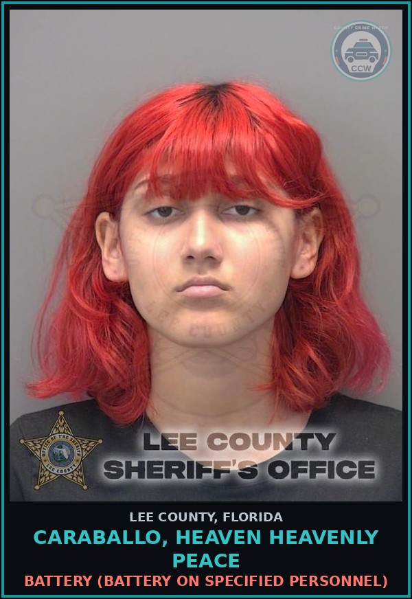 Booking mugshot of CARABALLO, HEAVEN HEAVENLY PEACE in Lee County