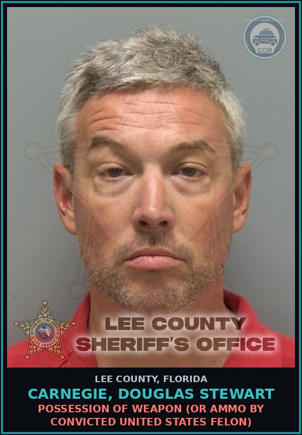 Booking mugshot of CARNEGIE, DOUGLAS STEWART in Lee County