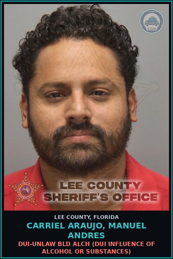 Booking mugshot of CARRIEL ARAUJO, MANUEL ANDRES in Lee County