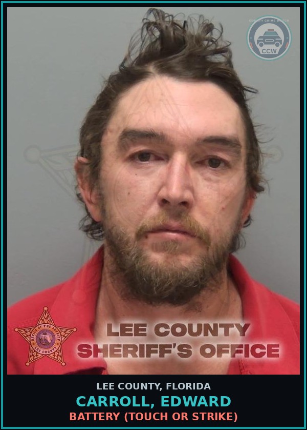 Booking mugshot of CARROLL, EDWARD in Lee County