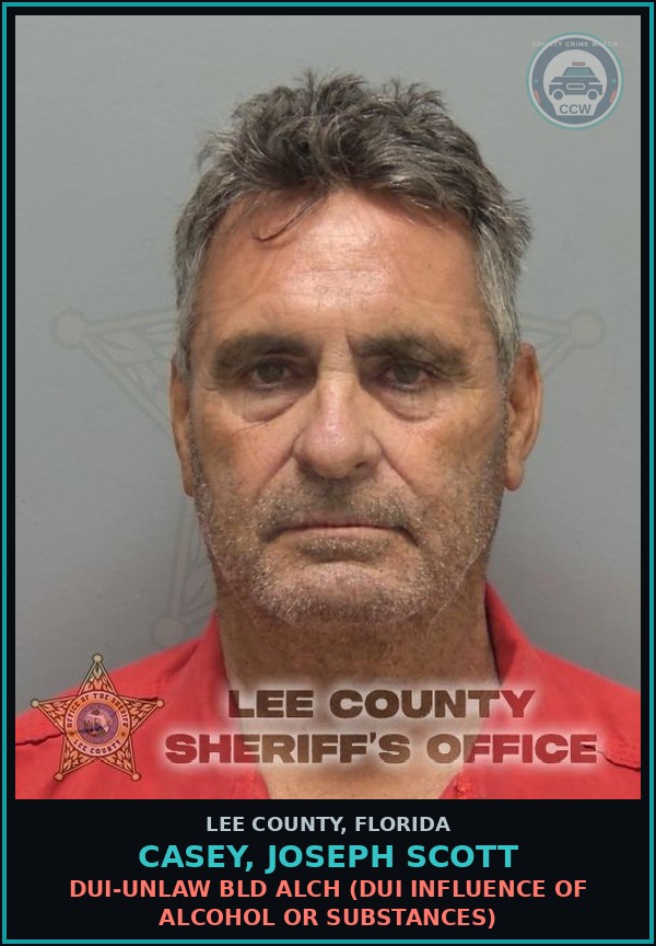 Booking mugshot of CASEY, JOSEPH SCOTT in Lee County