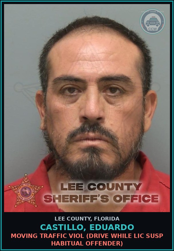 Booking mugshot of CASTILLO, EDUARDO in Lee County