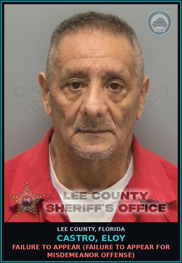 Booking mugshot of CASTRO, ELOY in Lee County