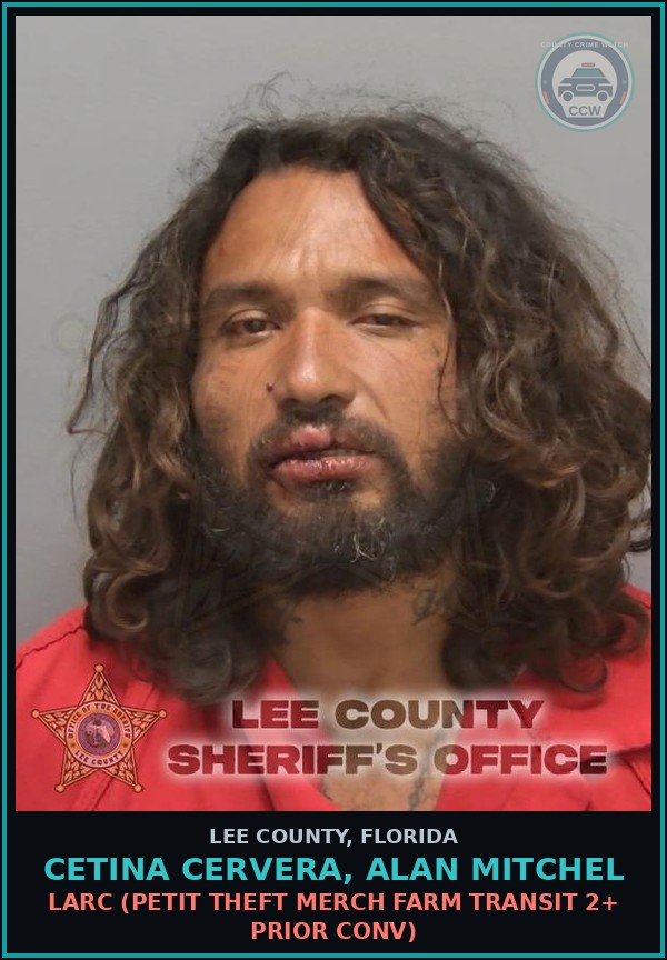 Booking mugshot of CETINA CERVERA, ALAN MITCHEL in Lee County