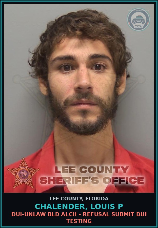 Booking mugshot of CHALENDER, LOUIS P in Lee County