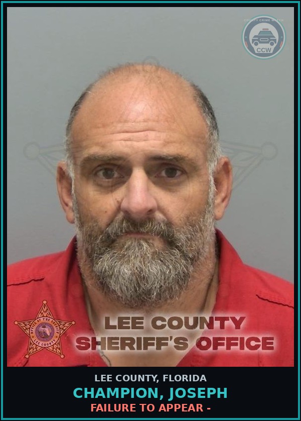 Booking mugshot of CHAMPION, JOSEPH in Lee County