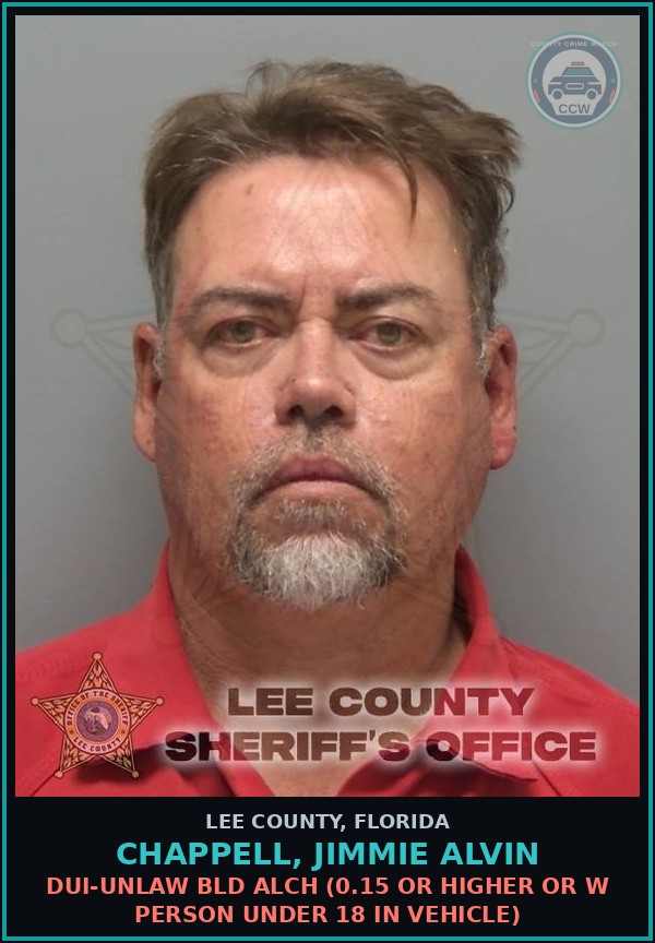 Booking mugshot of CHAPPELL, JIMMIE ALVIN in Lee County