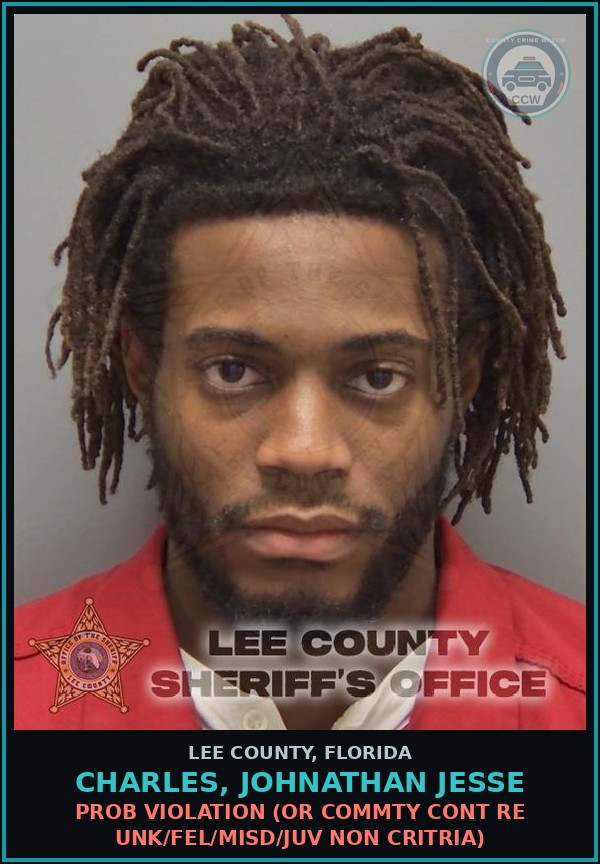 Booking mugshot of CHARLES, JOHNATHAN JESSE in Lee County