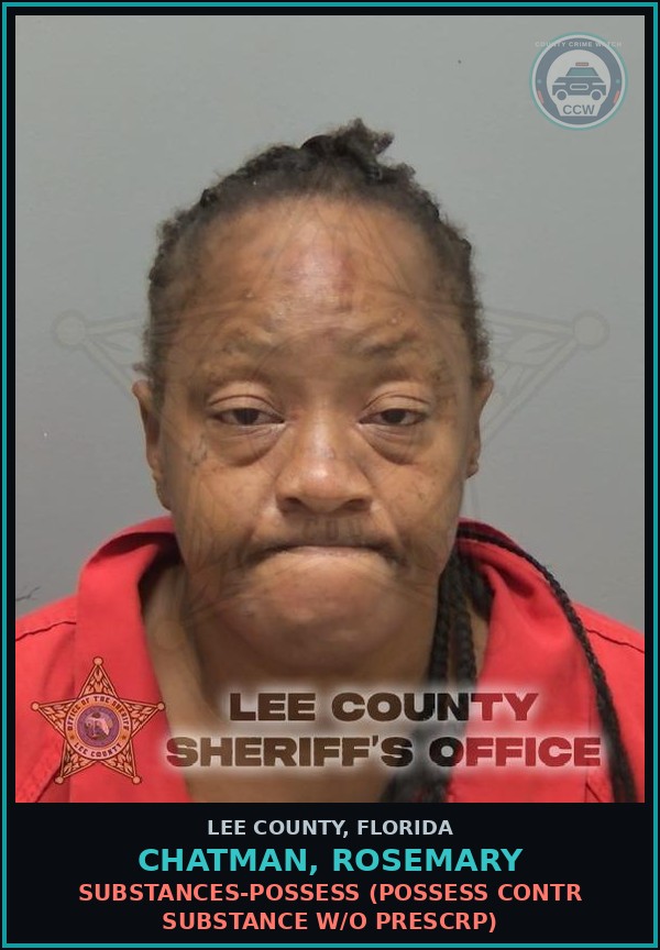 Booking mugshot of CHATMAN, ROSEMARY in Lee County