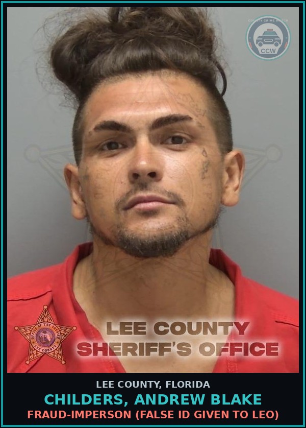 Booking mugshot of CHILDERS, ANDREW BLAKE in Lee County