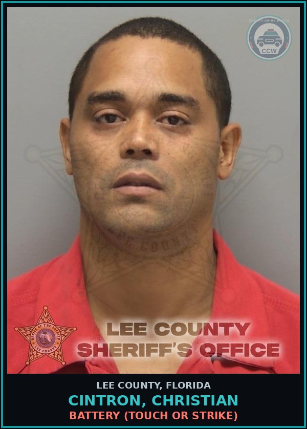 Booking mugshot of CINTRON, CHRISTIAN in Lee County