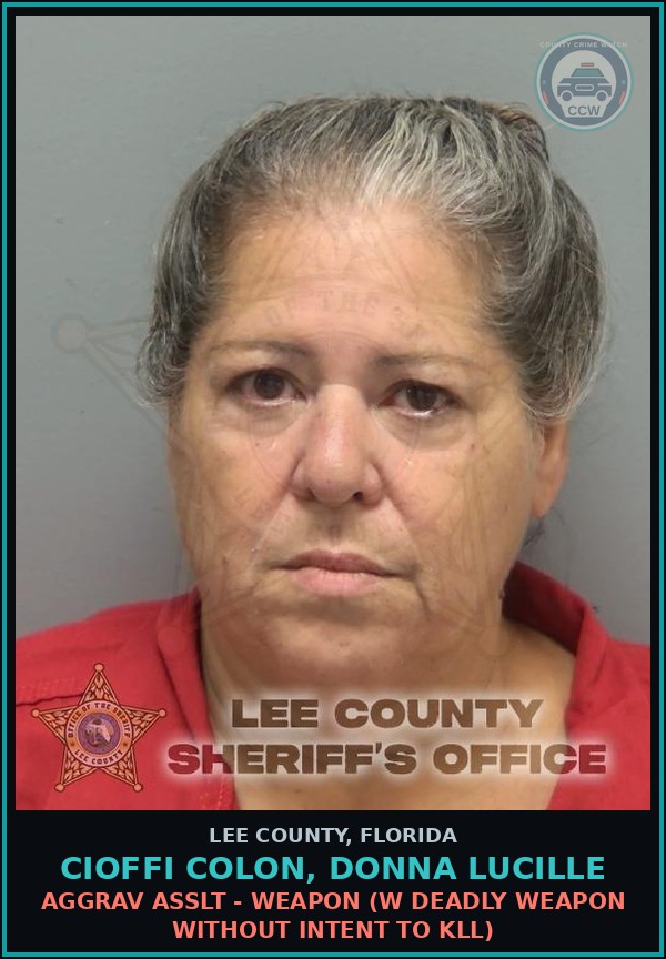 Booking mugshot of CIOFFI COLON, DONNA LUCILLE in Lee County