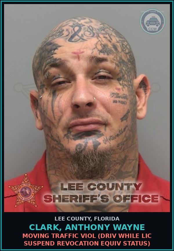 Booking mugshot of CLARK, ANTHONY WAYNE in Lee County