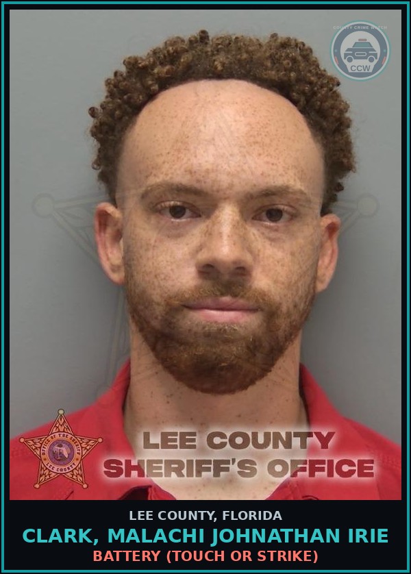 Booking mugshot of CLARK, MALACHI JOHNATHAN IRIE in Lee County