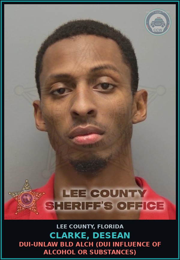 Booking mugshot of CLARKE, DESEAN in Lee County
