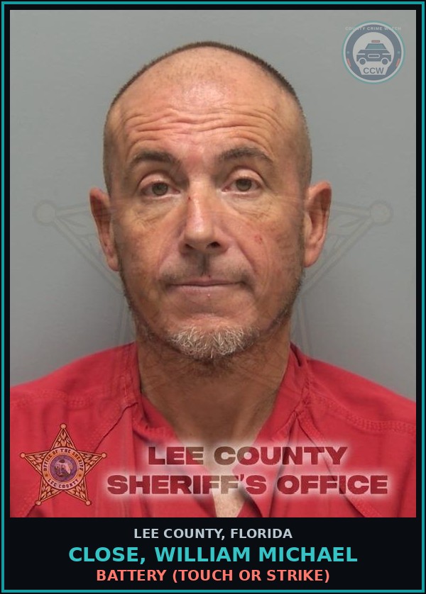 Booking mugshot of CLOSE, WILLIAM MICHAEL in Lee County
