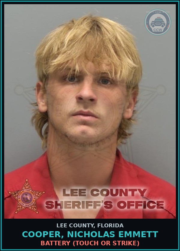 Booking mugshot of COOPER, NICHOLAS EMMETT in Lee County