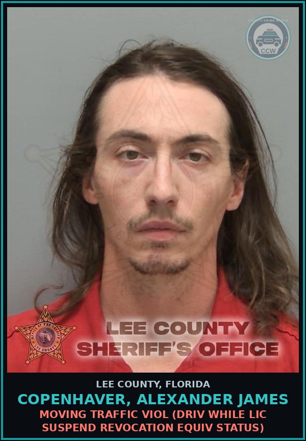 Booking mugshot of COPENHAVER, ALEXANDER JAMES in Lee County