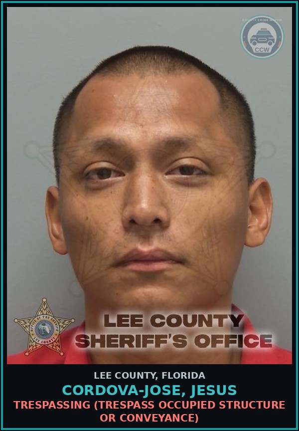 Booking mugshot of CORDOVA-JOSE, JESUS in Lee County