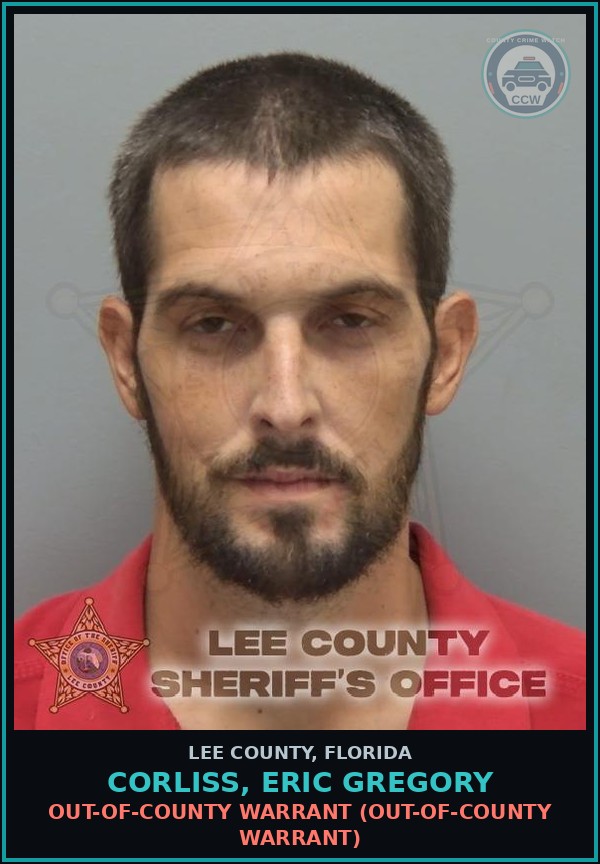 Booking mugshot of CORLISS, ERIC GREGORY in Lee County