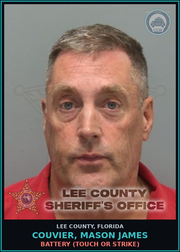Booking mugshot of COUVIER, MASON JAMES in Lee County