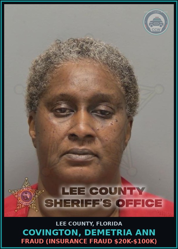 Booking mugshot of COVINGTON, DEMETRIA ANN in Lee County