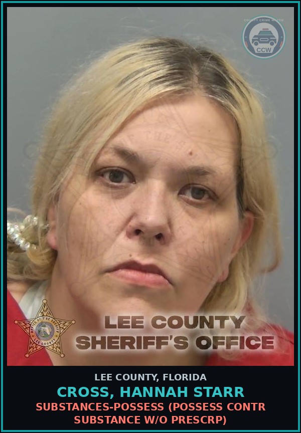 Booking mugshot of CROSS, HANNAH STARR in Lee County