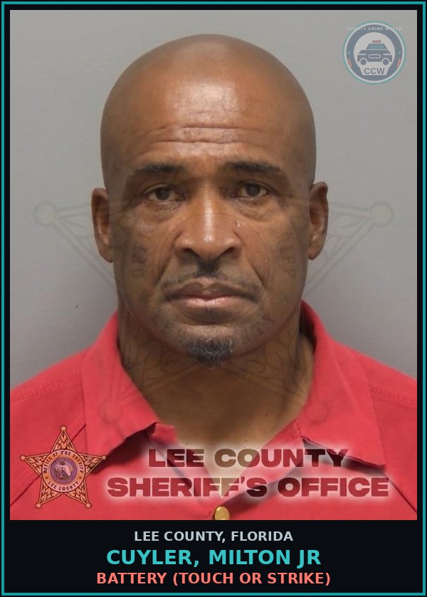 Booking mugshot of CUYLER, MILTON JR in Lee County
