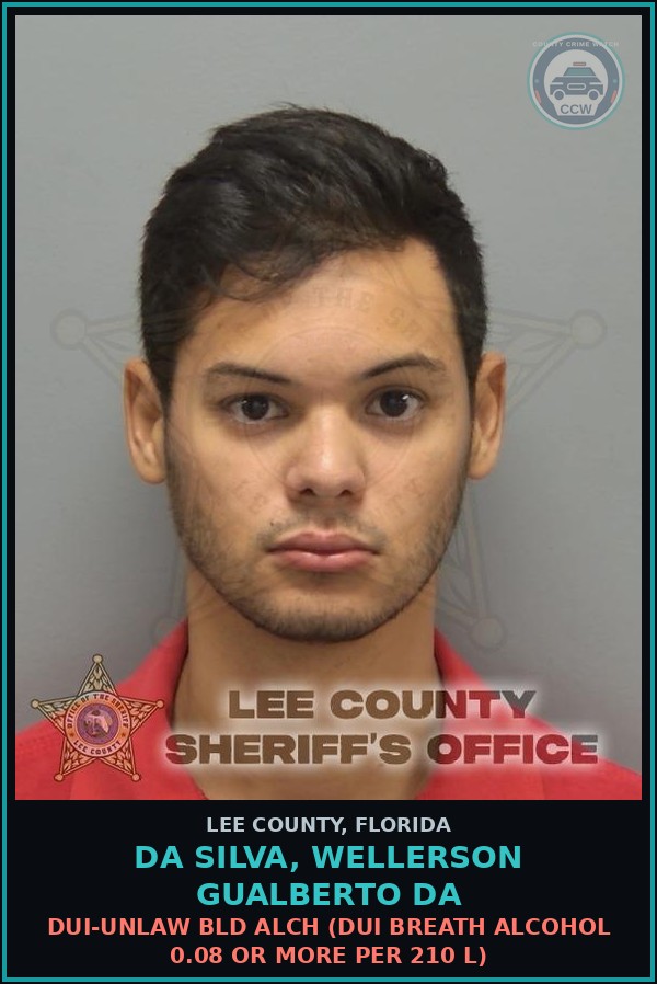 Booking mugshot of DA SILVA, WELLERSON GUALBERTO DA in Lee County