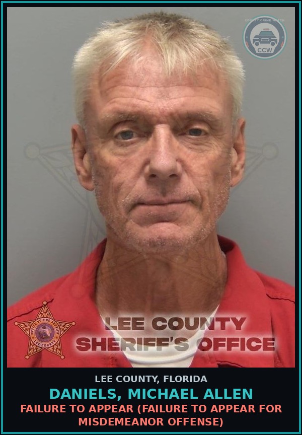 Booking mugshot of DANIELS, MICHAEL ALLEN in Lee County