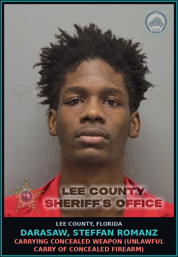 Booking mugshot of DARASAW, STEFFAN ROMANZ in Lee County