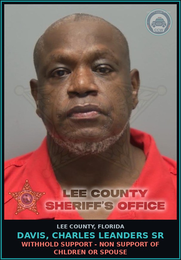 Booking mugshot of DAVIS, CHARLES LEANDERS SR in Lee County