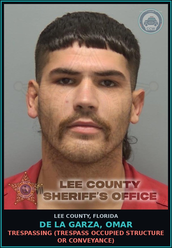 Booking mugshot of DE LA GARZA, OMAR in Lee County