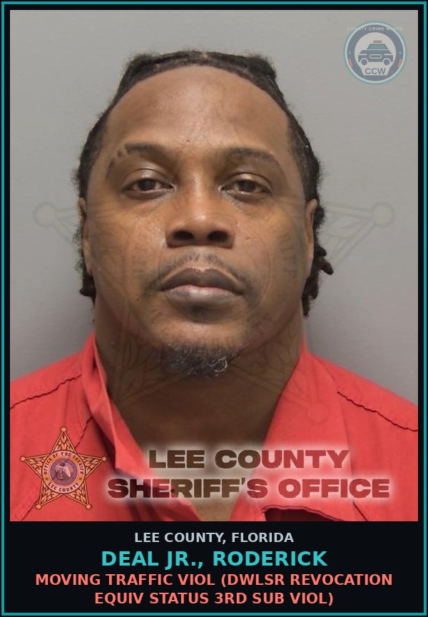 Booking mugshot of DEAL JR., RODERICK in Lee County