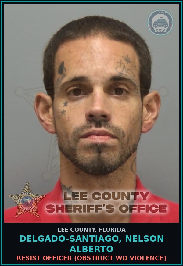 Booking mugshot of DELGADO-SANTIAGO, NELSON ALBERTO in Lee County