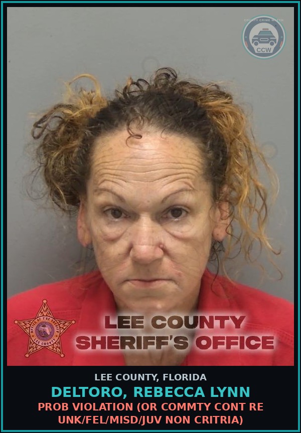 Booking mugshot of DELTORO, REBECCA LYNN in Lee County