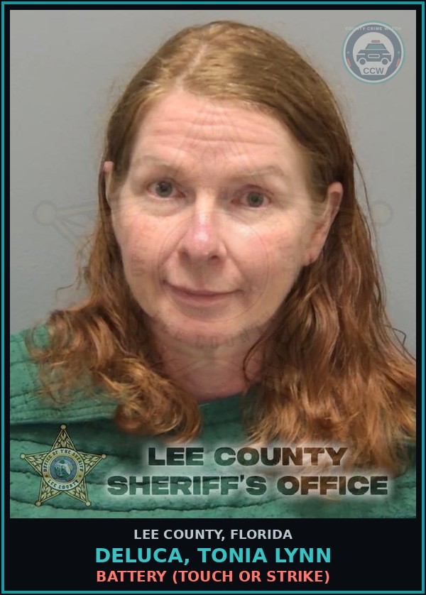 Booking mugshot of DELUCA, TONIA LYNN in Lee County