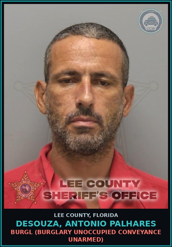 Booking mugshot of DESOUZA, ANTONIO PALHARES in Lee County