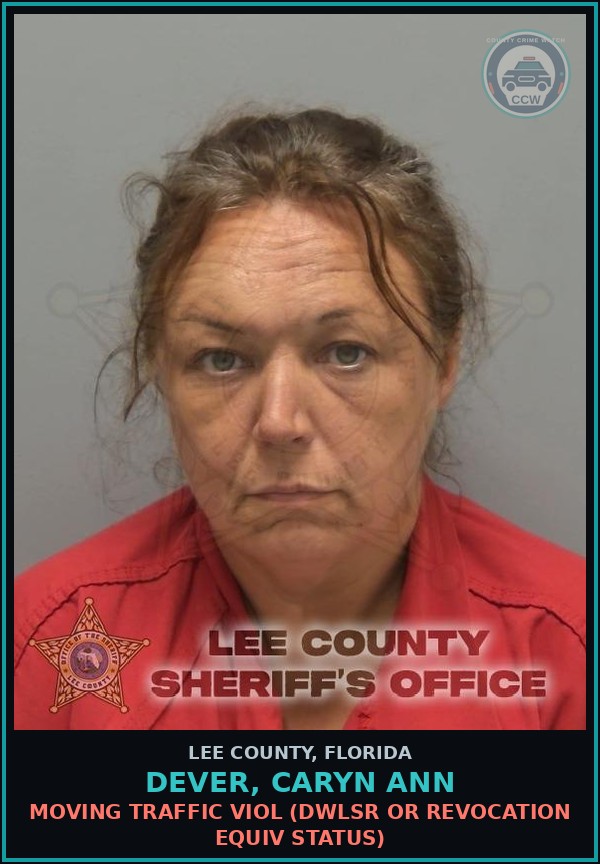 Booking mugshot of DEVER, CARYN ANN in Lee County