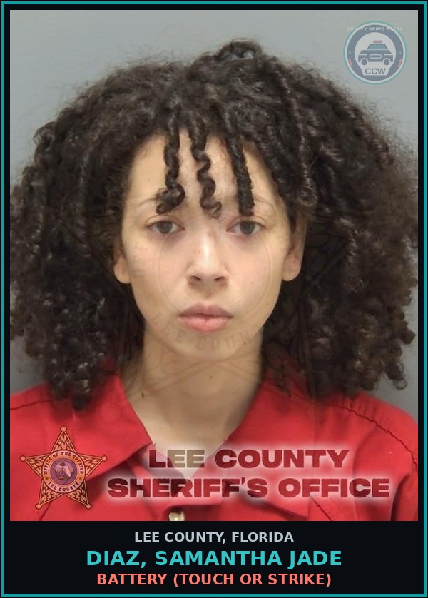 Booking mugshot of DIAZ, SAMANTHA JADE in Lee County