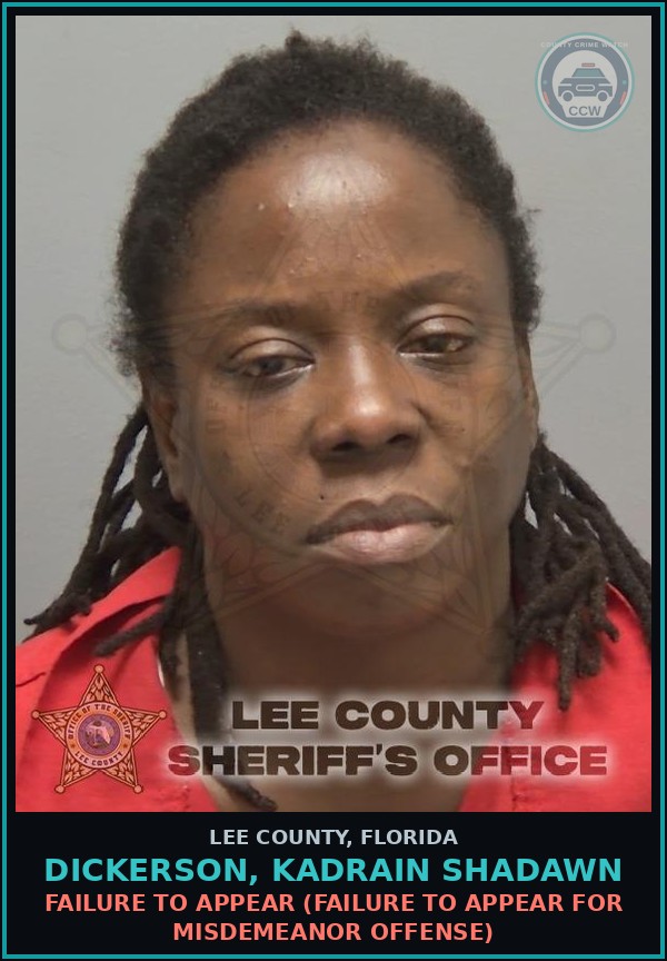 Booking mugshot of DICKERSON, KADRAIN SHADAWN in Lee County