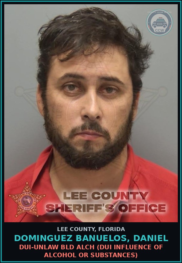 Booking mugshot of DOMINGUEZ BANUELOS, DANIEL in Lee County