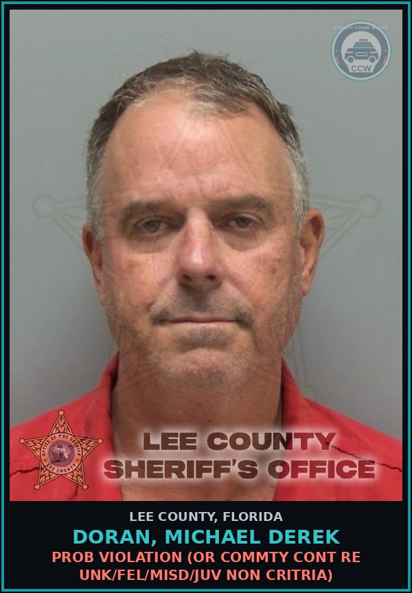 Booking mugshot of DORAN, MICHAEL DEREK in Lee County